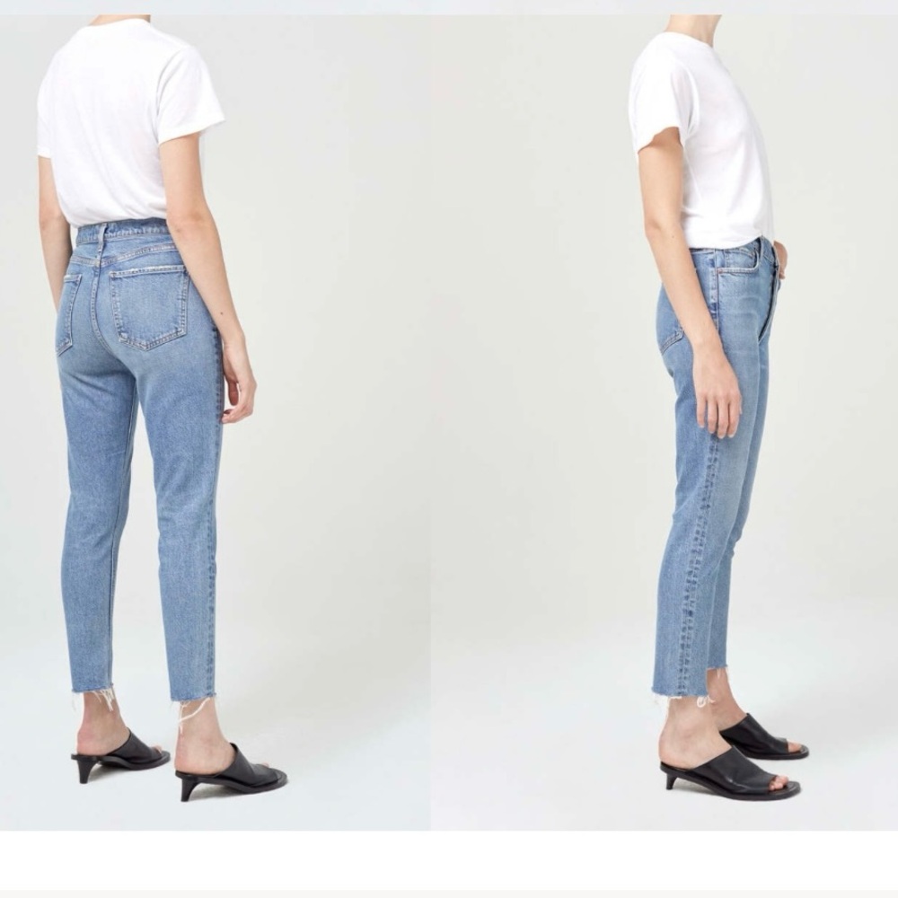 AGOLDE Women's Nico High Rise Straight Leg Jeans Slim Raw Hem Denim Size 26 - Picture 2 of 10